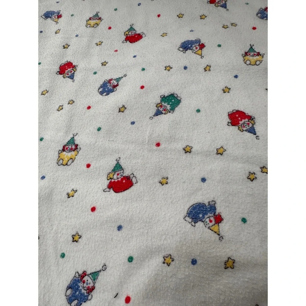 Vintage Baby Receiving Blanket‎ Circus Clown Stars White Flannel Lovey 36x41 Toy